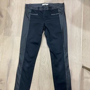 Tory Burch black slim pants with leather trim